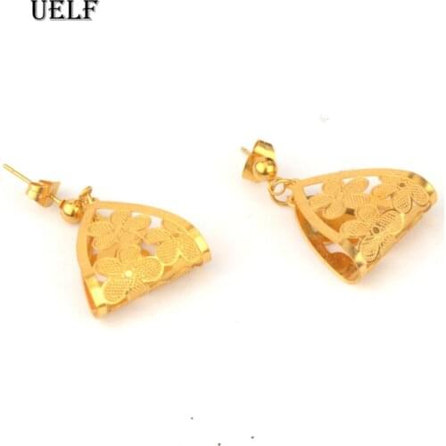 Uelf Elegance Gold Big Flower Drop Dangle Earring for Women Trendy Metal Floral Party Jewelry Gift Pendientes