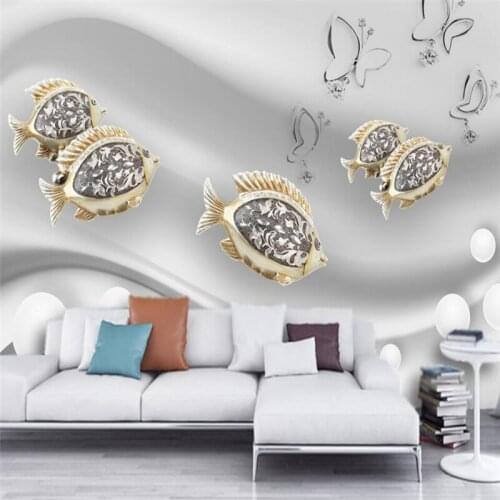 Wellyu Fashion goldfish jewelry 3D TV sofa bedroom living room wall large mural green wallpaper papel de parede para quarto