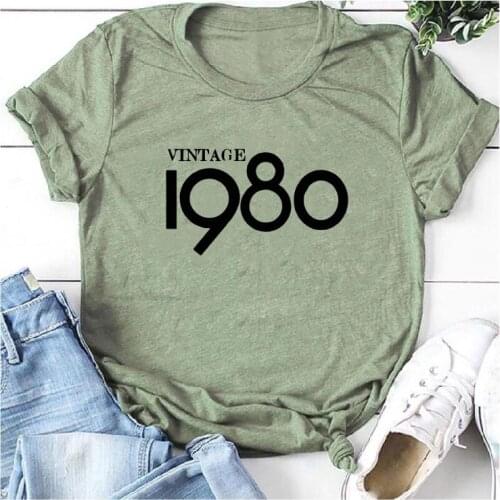 41st Birthday Vintage 1980 T Shirt Women Harajuku Short Sleeve Tshirt Cotton Letter Party Tops Causal Streetwear Dropshipping