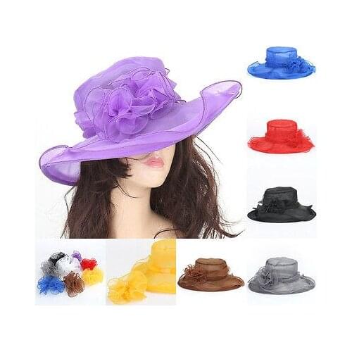 Women Dress Church Wedding Kentucky Derby Wide Brim Foldable Sun Hat Beach