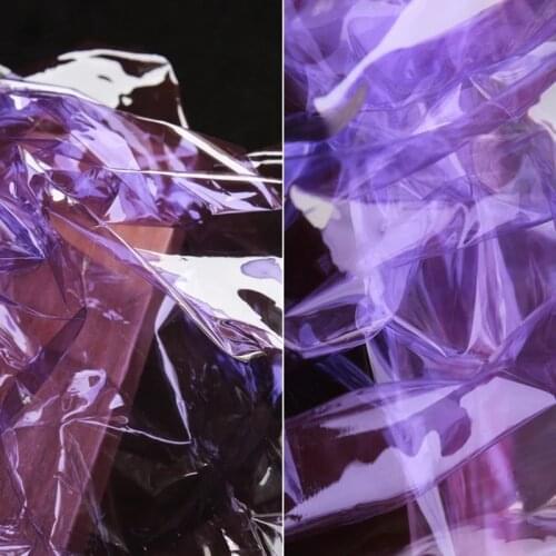 0.2mm TPU Fabric PVC Transparent Purple Liquid Plastic Film Waterproof DIY Clothing Raincoat Crystal Bags Decor Design Fabric