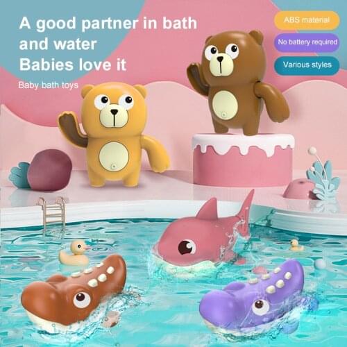 1pc Childrens Cartoon Waterwheel Bath Toy Bathtub Faucet Shower Strong Suction Cup Water Game Kawaii Clockwork Swimming Animal