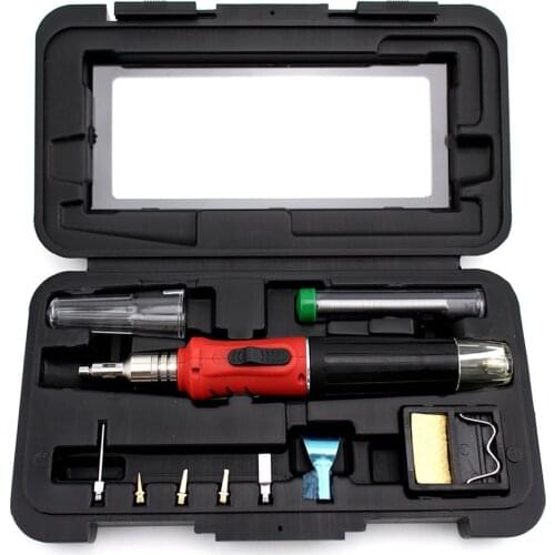 10 in 1 kit Professional Gas Soldering Iron Butane Welding Gas Touch Soldering Cordless Welding Tools Heat Gun HS-1115K