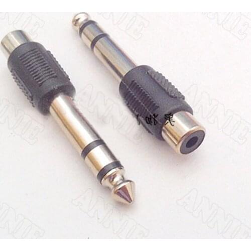 100pcs/lot 6.35 Turn RCA Female AV Audio Adapter Dual Track To RCA FM Microphone Connectors 6.35mm