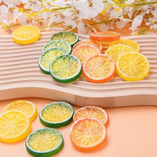 18pcs 5cm Simulation Lemon Slices Artificial Fruit Ornament Kitchen Fake Lemon Decoration Wedding Supplies Photography Props