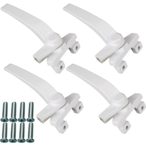 4pcs Vintage Window Handles Casement Window Lock Handle Safety Universal Left Hand Side Pull Lever White Zinc Alloy