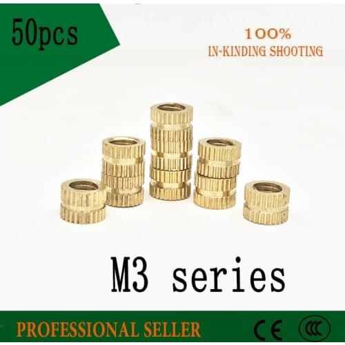 50pcs M3*5*4/5/6/8/10 mm OD 5mm brass copper insert mut embedded copper knurled nut Injection molding machine nut
