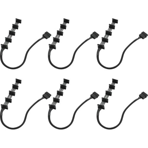 6PCS 4PIN IDE to SATA Adapter 1 to 5 Cable Series ATA Power Supply Cable 18AWG for 5-Layer HDD Cage BTC Mining