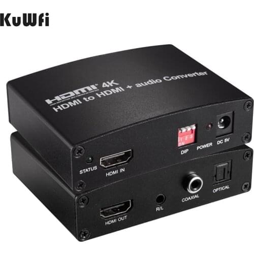 KuWFi HDMI Audio Converter 4K Splitter 7.1 Digital Optical Fiber 3.5Audio Output High Compatiblity Converter for TV Earphone PC