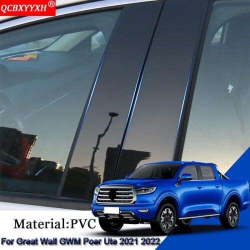 For Great Wall Cannon GWM Poer Ute 2021 2022 PVC Car Window Pillar Trim Sticker Middle BC Column Stickers External Accessories