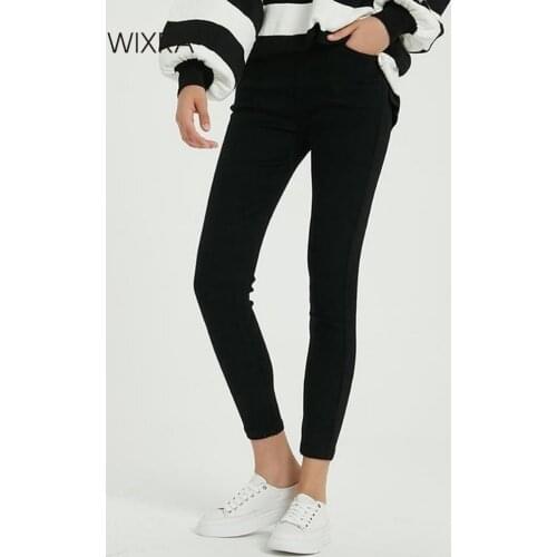 Wixra Slim Pencil Jeans Pants All Base Match Elastic Waist Ankle-length Basic Skinny Denim Trousers Spring Autumn