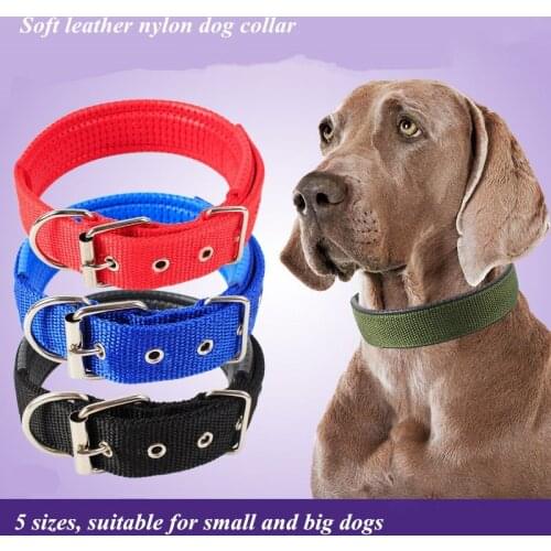 JCPAL Durable Nylon Dog Collar Soft Padded Foam PU Leather Pet Collars For Medium Large Dogs Adjustable Pet Basic Collar
