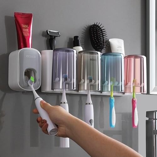 Cocoa new toothbrush holder bathroom wall-mounted non-punch mouthwash cup brush cup urn set
