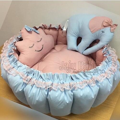 Jaju Baby Blue Powder Design Play Mat Baby nest Play Mat Baby Nest, bedside, baby chaise lounge, portable baby bed, portable bed