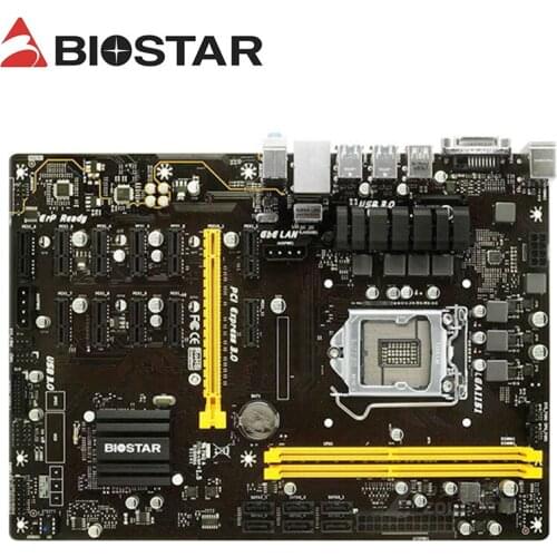 For BIOSTAR TB250-BTC PRO 12GPU 12PCIE B250 H110 Mining motherboard DDR4 for intel LGA 1151 32GB DVI M.2 Desktop Motherboard
