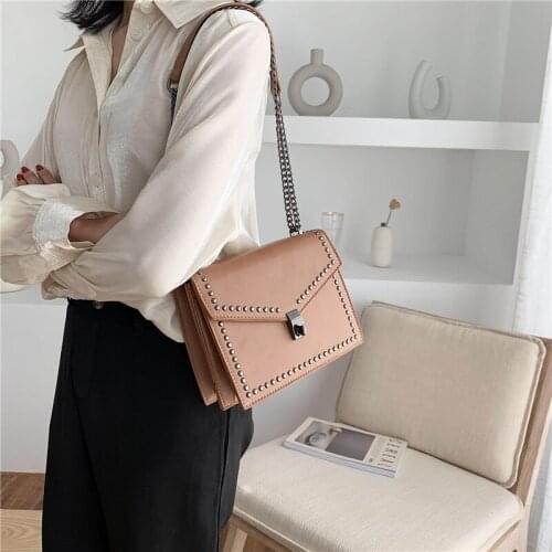 Fashion Women Pu Leather Chain Shoulder Messenger Bags High Quality Small Rivet Crossbody Bags for Women Designer Female Handbag