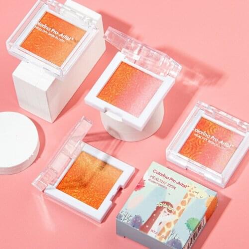 Monochrome petal gradient vitality blush semi-cooked peach rosy with fine shimmer pearlescent stage makeup rouge powder wholesal