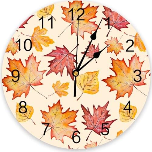 Autumn Maple Leaves Wall Clock Modern Design Home Decor Silent Wall Clock Living Room Decor Wall Clock