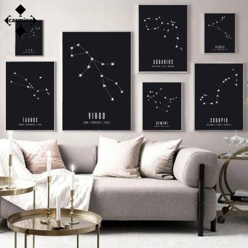 Nordic Wall Poster Home Decor 12 Constellations Poster and Print Leo Virgo Aries Canvas Printing Painting Decoration Home Decor