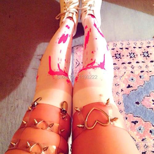 New Designed Sexy Kawaii Handmade Harajuku Heart Harness, Double Studded Heart Clear Transparent Leg Garter Belt Ring Loops