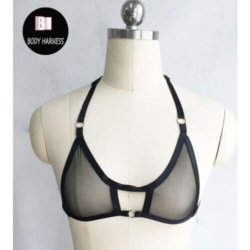 New thin Gauze bra harness sexy lingerie Binding body harness Handmade Gothic bondage Harajuku gauze cage bra body harness