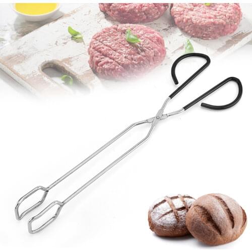 Stainless Steel Scissor Tongs Food Meat Scissor Kitchen Food Baking Bread Clamp Barbecue Grilling Tong