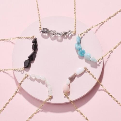 Gold Plating Dainty Chain Natural Mini Rock Stone Delicate Short Necklace& Pendants For Women