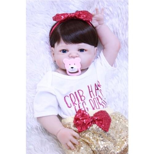 Full body silicone reborn baby dolls 22"55cm lifelike newborn girl doll reborn for child bebe gift reborn menina bonecas
