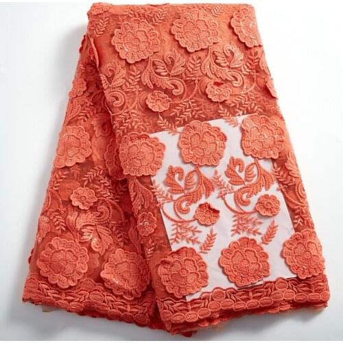 SJD LACE 2021 French Milk Tull 3D Flowers Nigorian Fabric Embroidery Sewing Material Sewing Accessory Women Wedding Dress A 2426