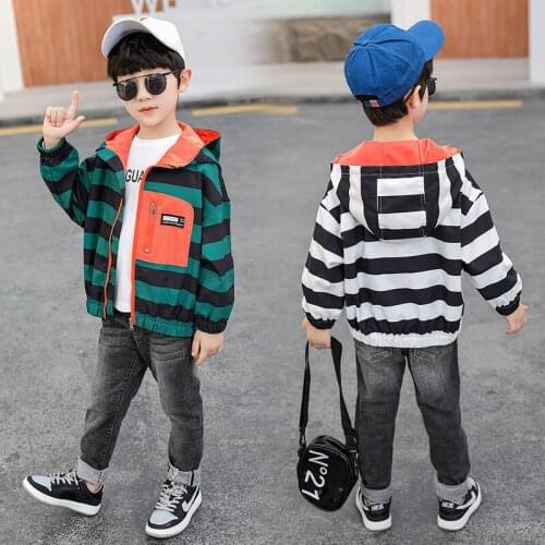 2021 Stripe Spring Autumn Boy Coat Jackets Overcoat Top Kids Teenage Gift Children Clothes Gift Formal School High Quality