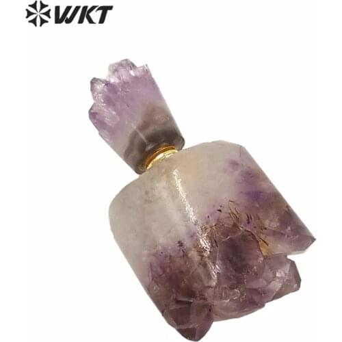 WT-P1500 Fashion portable natural purple yellow ci trine quartz perfume bottle pendant for lady 1 PC
