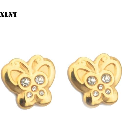 XLNT Shining Rhinestone Stud Earrings Crystal Stone Women Stud Earrings Trendy Wedding Stainless Steel Jewelry Christmas Gift
