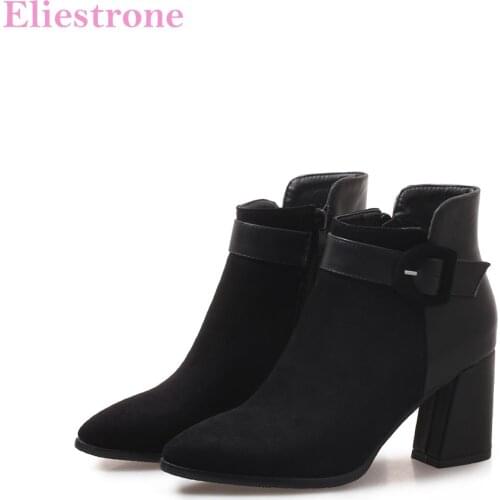 Sale Brand New Winter Sexy Black Apricot Women Ankle Boots Lady Nude Shoes High Heel AB218 Plus Big Small Size 11 32 43 47