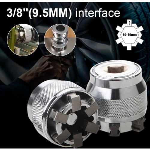 1PC 3/8 Inch Drive 10-19mm Adjustable Hex Universal Socket Wrench Torque Wrench Adapter Spanner Ratchet Spanners Repair Tools