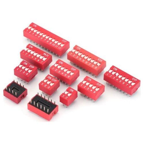10pcs/lot DIP Switch Slide Type Red 2.54mm Pitch 2 Row DIP Toggle Switches 1p 2p 3p 4p 5p 6p 7p 8p 9p 10p 12p