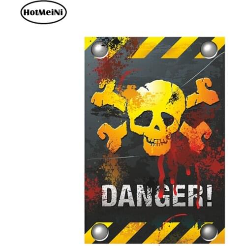 11.5*15cm DANGER WITH SKULL + BONES Print Vinyl Car Sticker JDM Bumper Window Car Styling Body Motorcycle Decals Car Accessories