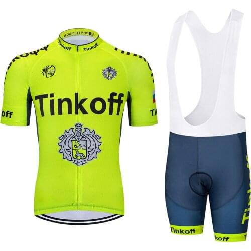 2019 tinkoff Cycling Clothing Bike jersey Quick Dry Bicycle clothes mens summer team Cycling Jerseys 20D bike shorts set