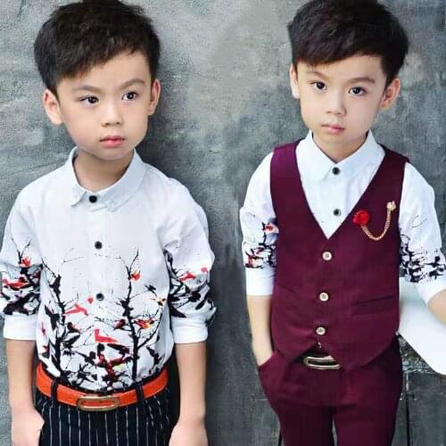 Kids Clothes Autumn Baby Boy Clothes Sets Vest +Long Sleeve T-shirt +Pants 3Pcs Formal Children Clothing Boys Outfits 18M-8 Yrs