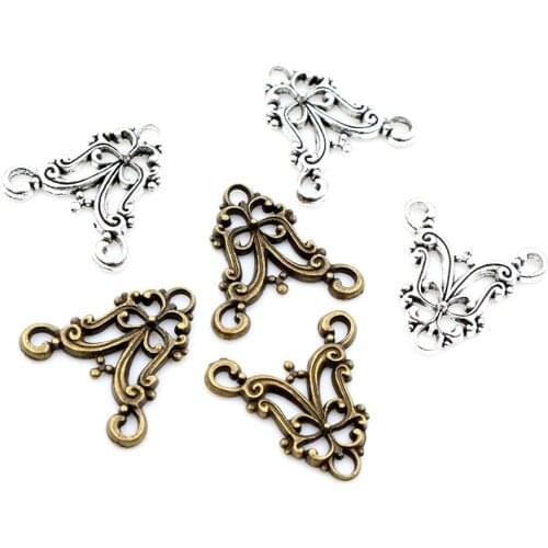 30pcs/lot Antique Silver Plated/Bronze Flower Butterfly Style Connector Charm Pendant DIY Jewelry Supplies for Bracelet Necklace