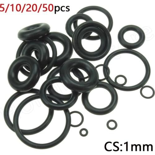 Thickness 1mm Nitrile Rubber (NBR) O-Ring OD 3-80mm Oil-Resistant Black Seal Washer 10/20/50pcs