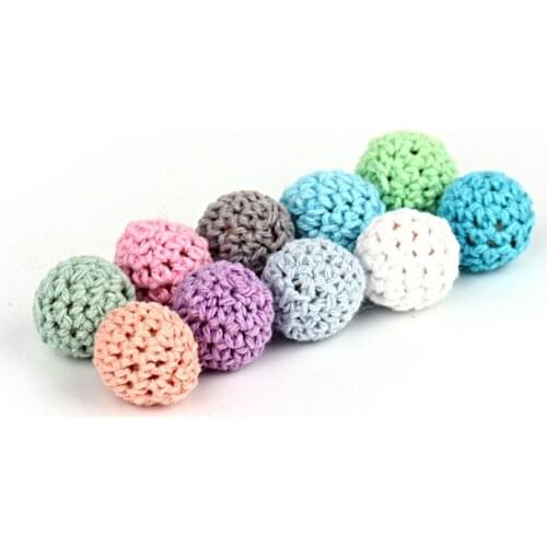 500pcs Crochet Beads 16mm Teeth Nursing Pacifier Chains Accessories Wooden Teether Teething Wood Rattles Toys Nursing Gift