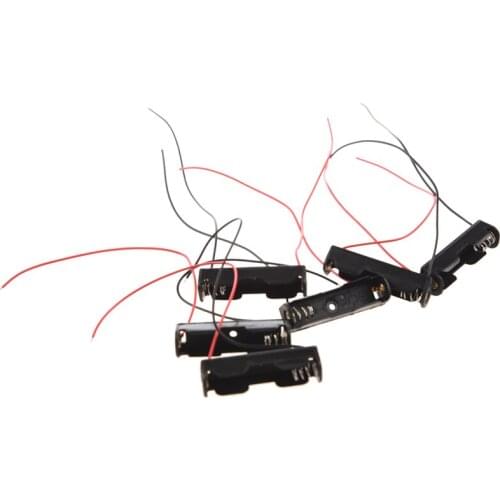 6Pcs Wired Connector 1.5V AAA Battery Holder Plastic Case Storage Box Black