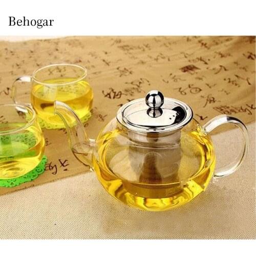 Behogar 800ml Clear Glass Teapot High Temperature Resistant Loose Leaf Flower Tea Pot with Stainless Steel Infuser Strainer Lid