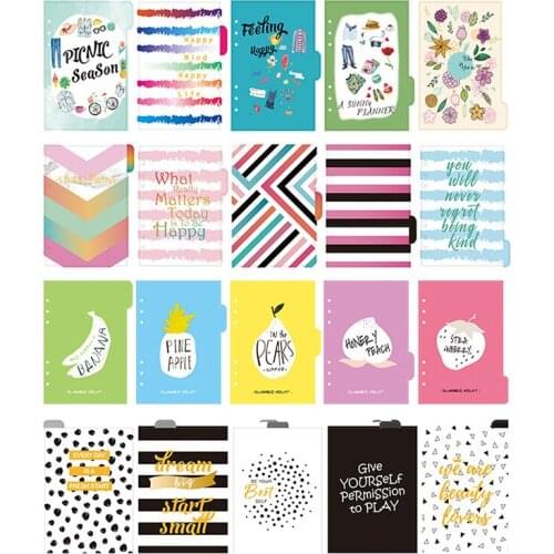 5Pcs/set A5 A6 A7 Notebook Journal Filler Spiral Planner Index Divider insert Refill 6 holes Loose Leaf Agenda Stationery Office