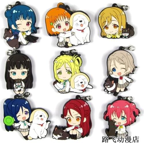 Love Live Anime keychain Kotori Nico Rin Umi Maki Chika Dia Riko Yoshi kc Kunikida Kanan Rubber strap/phone charms