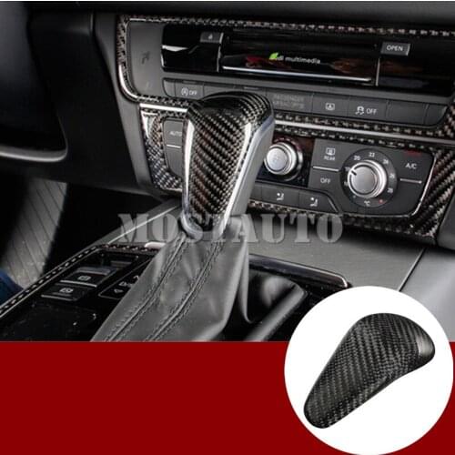 For Audi A6 S6 Carbon Fiber Center Console Gear Shift Knob Trim Cover 2015-2018 1pcs Car Accessories Interior Car Decor Car Trim