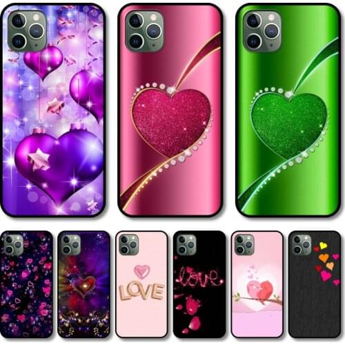 Colorful love Phone Case cover For iphone 12 pro max 11 8 7 6 s XR PLUS X XS SE 2020 mini black cell shell