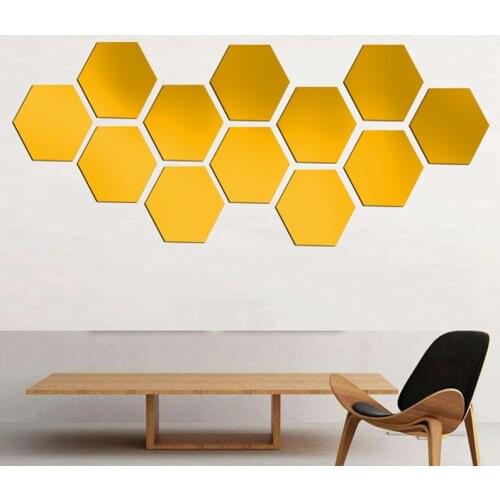 12 Pcs Fashion Wall Sticker Hexagon Stickers Decal Living Room Home Decor DIY Creative Modern Background Wall Decoration