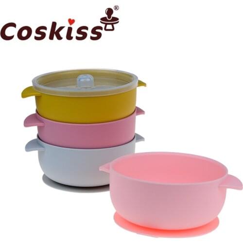 Coskiss Food Grade Baby Tableware Resistant Silicone Bowl With Anti-Fall Suction Cup Bowl Baby Training Food Supplement Bowl