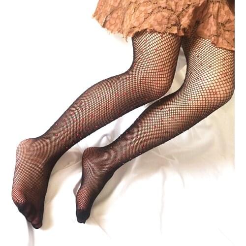 Diamond Carnival Stockings Girls Fishnet Tights Sexy Evening Party Pantyhose Elasticity Glitter Nylon Stockings For Kid 6 color